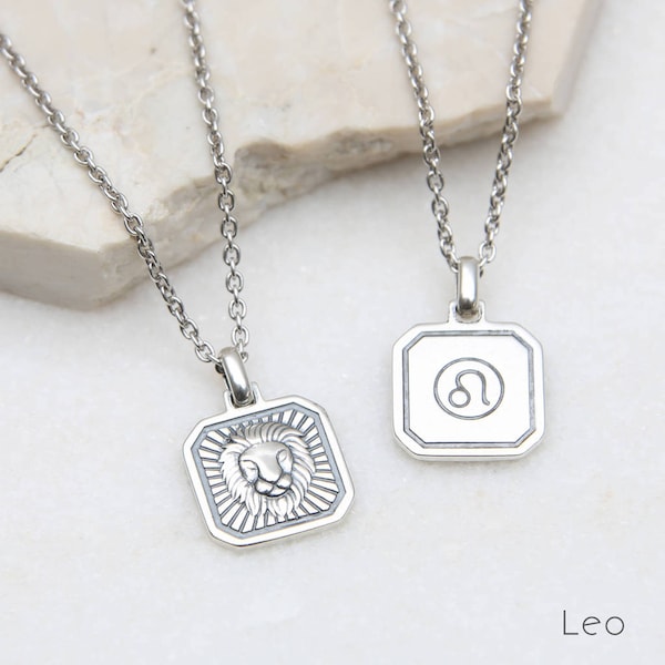 Men's Silver Reversible Zodiac Pendant