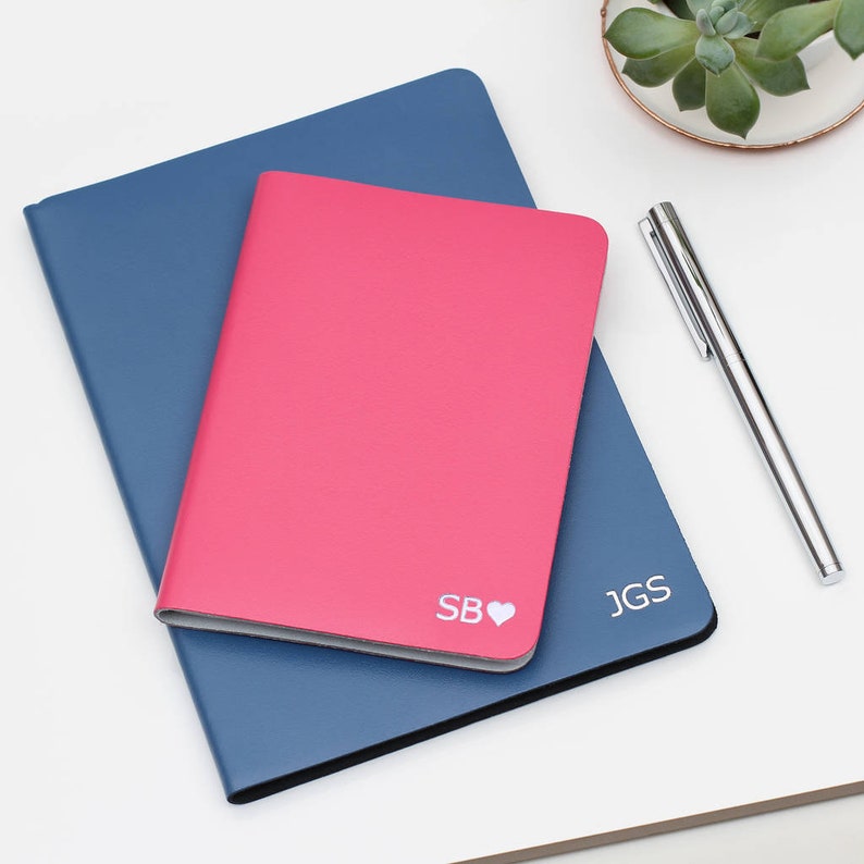 Personalised Initials Leather Embossed Notebook Etsy UK