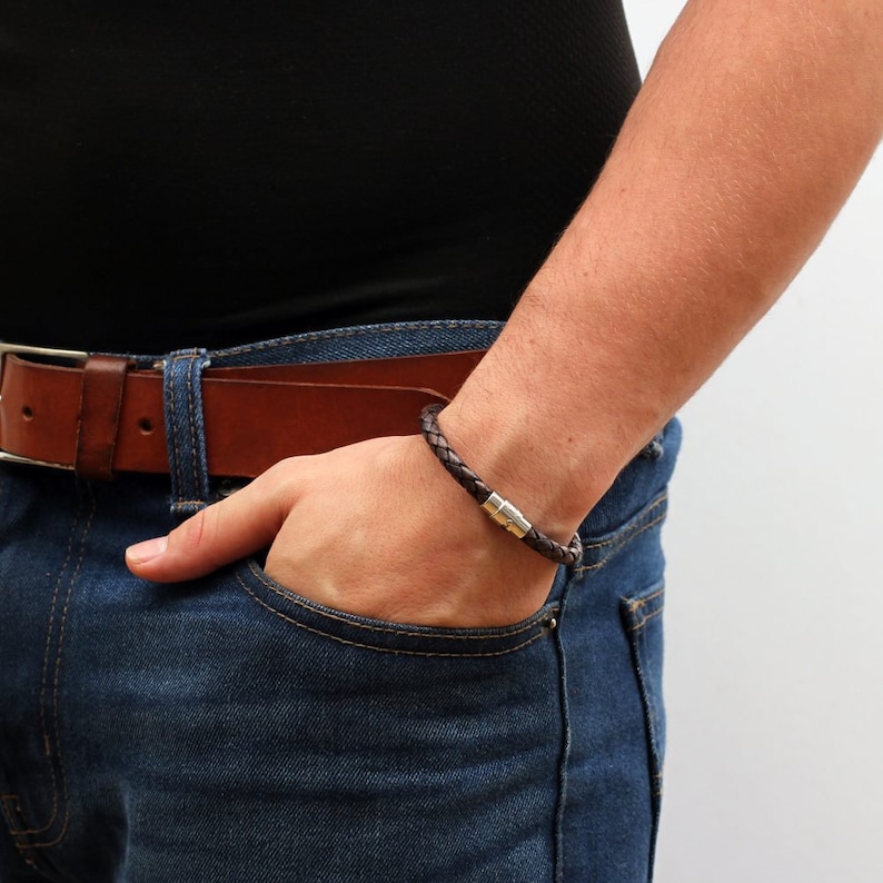 Men's Plaited Leather Bracelet image 2