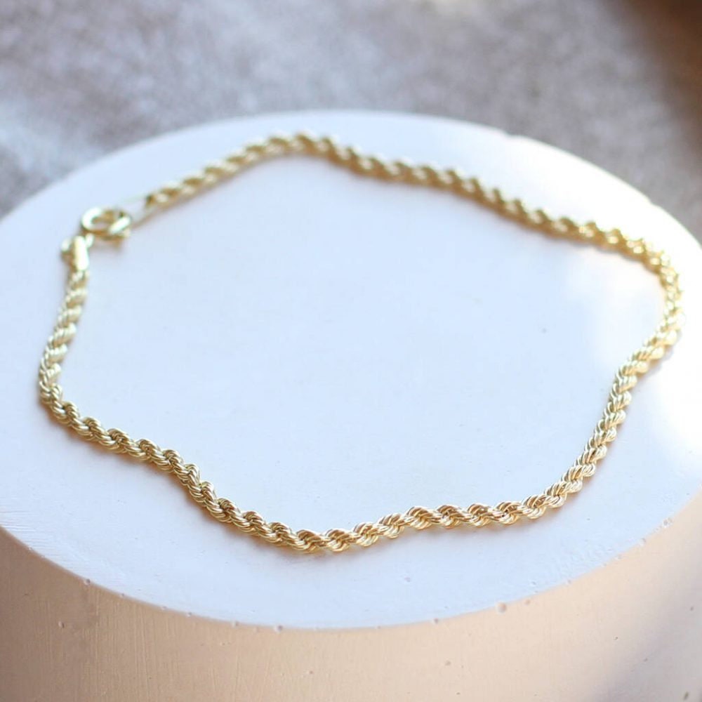 ブレスレット ロープチェーン イエローゴールド 9ct 9金ロープチェーンブレスレット - Etsy 日本