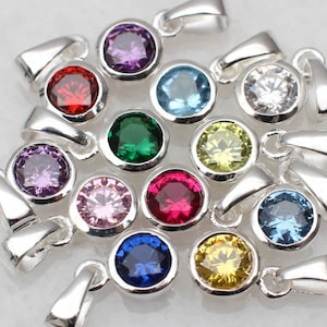 Sterling Silver Add On Crystal Birthstone Charm, 6mm Birth Month Crystal