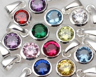 Sterling Silver Birthstone Charm • Birthday Jewellery