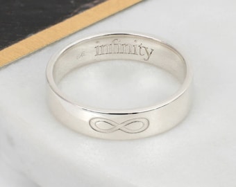 Sterling Silver Engraved Infinity Promise Unisex Ring