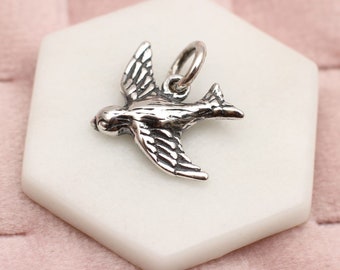 Sterling Silver Swallow Bird Charm