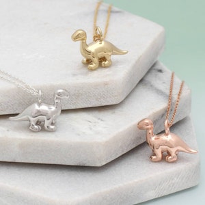 Silver or Gold Plated Diplodocus Dinosaur Necklace