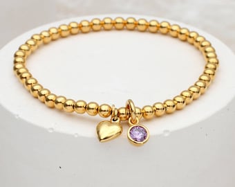 18ct gold plated birthstone charm bracelet