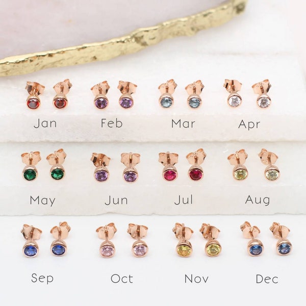 Rose Gold überzogene Birthstone Ohrstecker