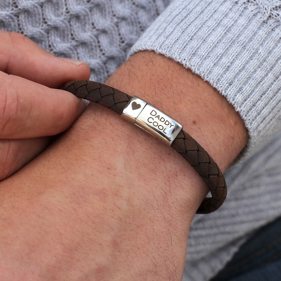 Men's Personalised Plaited Leather ID Bracelet - Etsy | Leather bracelet, Mens  engraved bracelets, Trendy bracelets