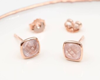 Rose Gold & Rose Quartz Stud Earrings