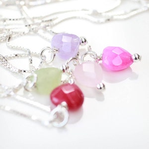 Girl&#39;s Silver & Semi Precious Stone Heart Necklace