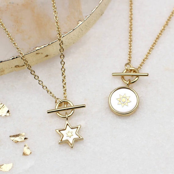 18ct Gold Plated and Mother of Pearl Charm Necklace Etsy Australia