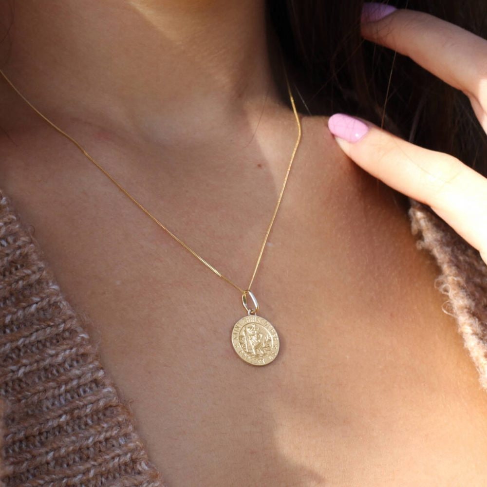 Personalised 9ct Gold St Christopher Necklace • Safe Travels