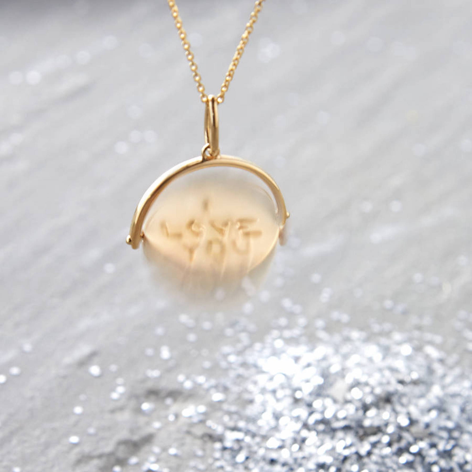 Personalised 18ct Gold Plated or Silver I Love You Spinner Necklace