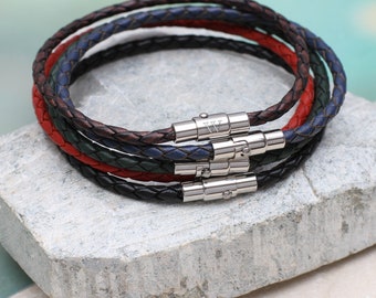 Teens Slim Leather Initial Bracelet