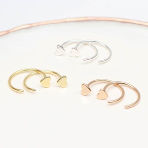 18ct Gold Plated or Silver Mini Pull Through Heart Earrings