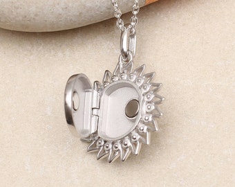 Personalised Silver Sun Locket • Photo Necklace • Engraved Locket