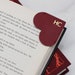 Personalised Initial Leather Heart Page Corner Bookmark 