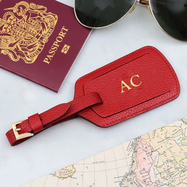 Personalised Leather Luggage Tag • Travel Accessories •