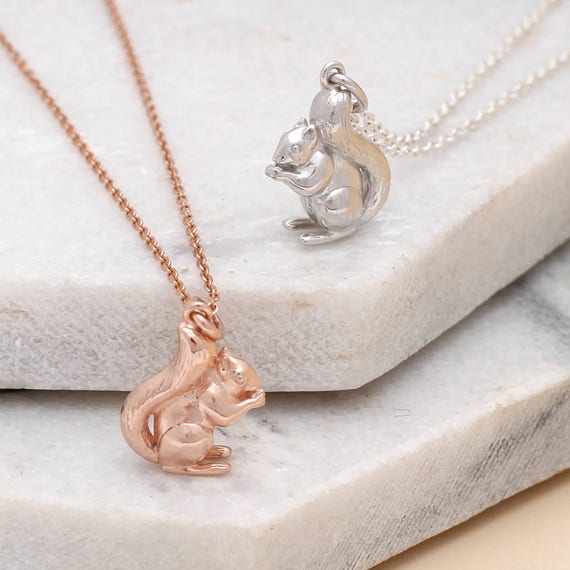 silver squirrel necklace