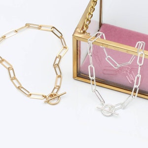 Gold or Silver T Bar Bracelet