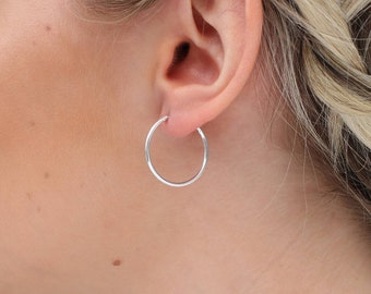 Small Silver Sleeper Hoop Earrings