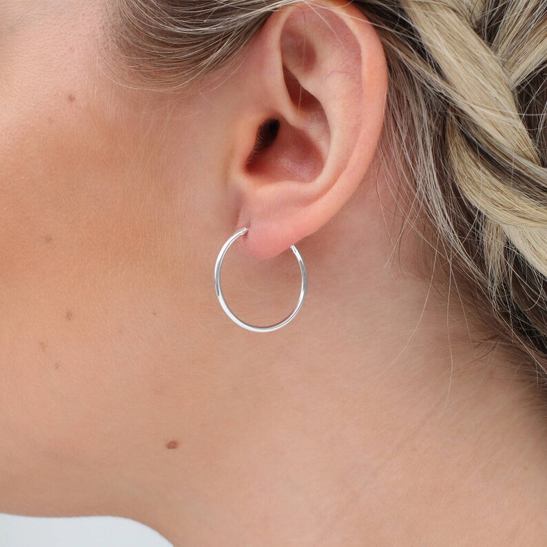 Small Silver Sleeper Hoop Earrings 2.5cm