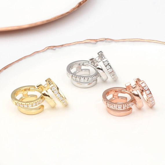 8 by YOOX DOUBLE RING GOLDEN AND SILVER HOOPS イヤリング 8 By YOOX DOUBLE RING GOLDEN AND SILVER HOOPS | Silver Women