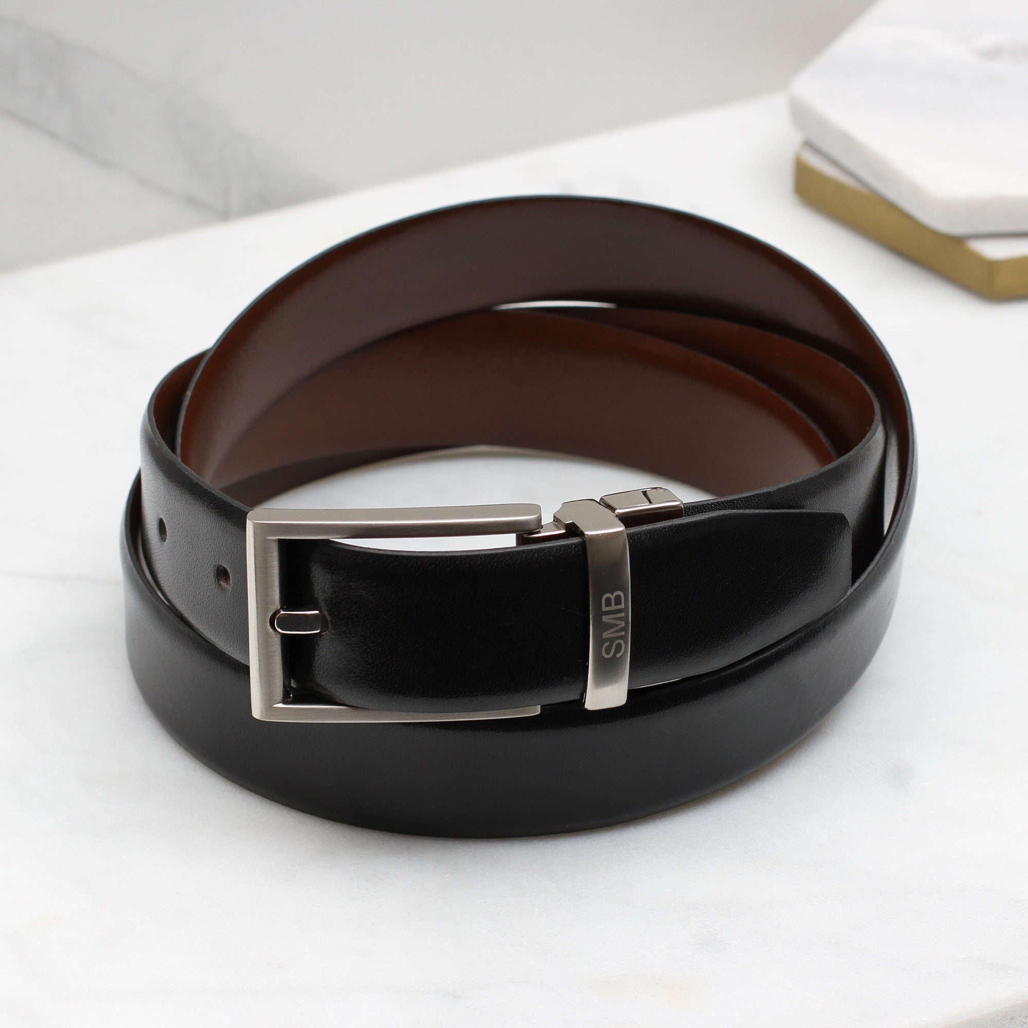 Personalised Luxury Leather Reversible Belt - Etsy