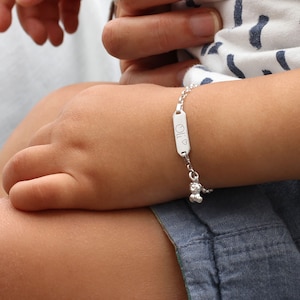 Personalised Silver Baby Christening ID Bracelet Baptism Engraved Jewellery Confirmation image 1