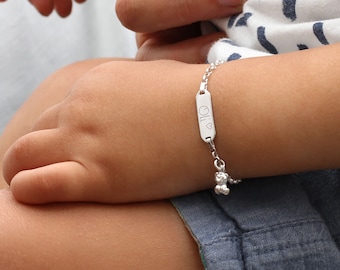 Personalised Silver Baby Christening ID Bracelet • Baptism • Engraved Jewellery • Confirmation •