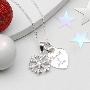 Personalised Sterling Silver Snowflake Necklace