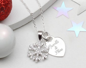 Personalised Sterling Silver Snowflake Necklace