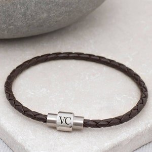 Men's Personalised Slim Leather Bracelet image 2