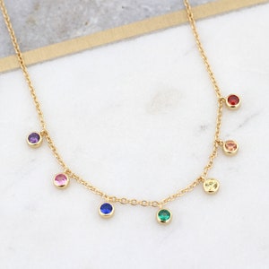 Gold Plated Rainbow Crystal Personalised Necklace image 1