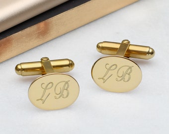 Personalised 18ct Gold Plated Vermeil Oval Cufflinks