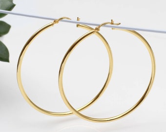Buy Large Gold Plated Hoop Earrings Online in India