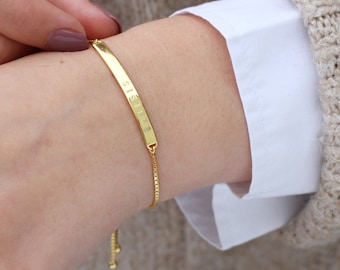 18 Karat Vergoldetes Oder Silber Personalisiertes Schieberarmband