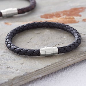 Men's Plaited Leather Bracelet image 1