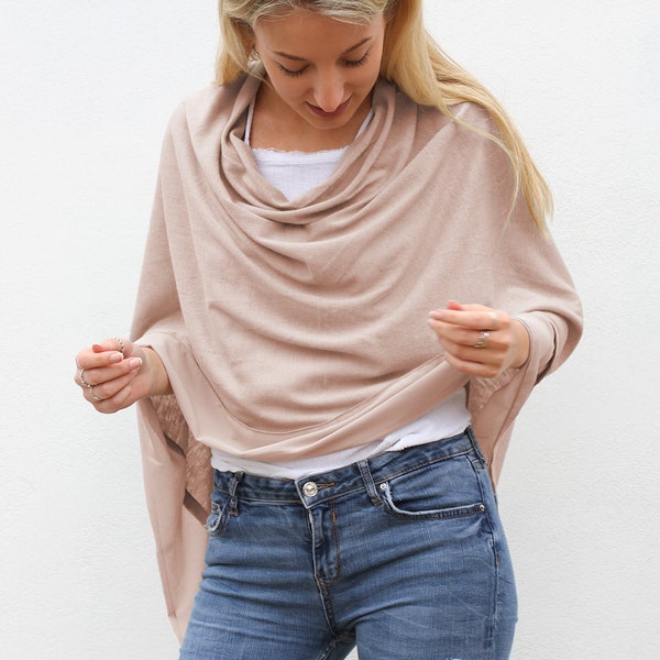 Personalisierter leichter Wollmix Sommer Poncho • Accessoires • Schals • Mutter Geschenk • Geschenk für Mama