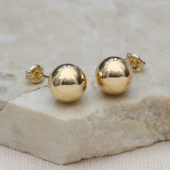 9ct Yellow Gold Ball Stud Earrings Etsy