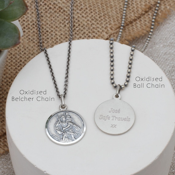 Silver St Christopher Layered With Traveller's Prayer Disc Personalised  Saint Christopher for Men and Women - Etsy
