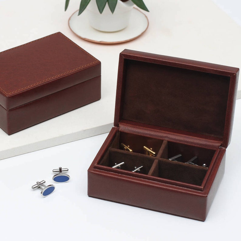Personalised Message Leather Cufflink Box Etsy