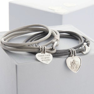 Personalised Sterling Silver St Christopher Leather Bracelet