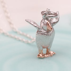 Personalised Silver And 18ct Gold Plated Puffling Necklace