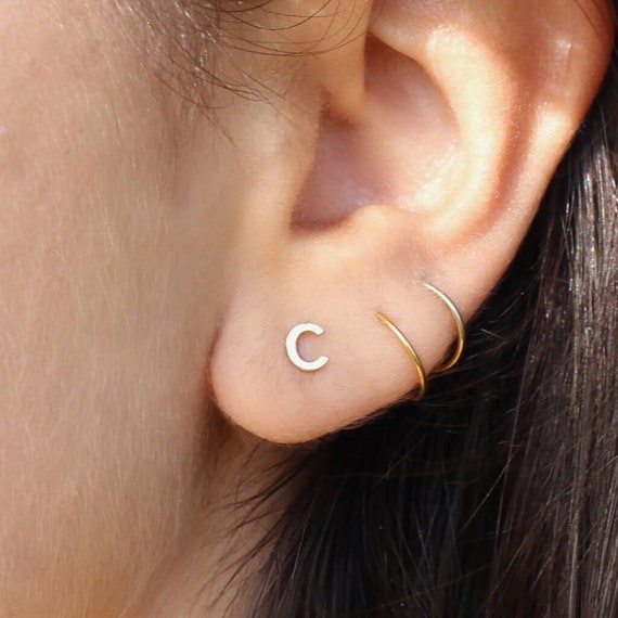 9ct gold initial earrings sale