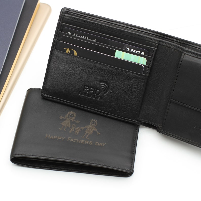 Luxury Leather Personalised Drawing & Message Wallet image 2