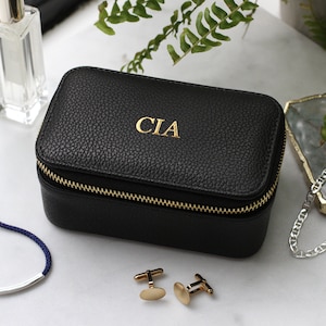 Unisex Personalised Luxury Leather Travel Jewellery Box • Travel Gift • Leather Anniversary Gift
