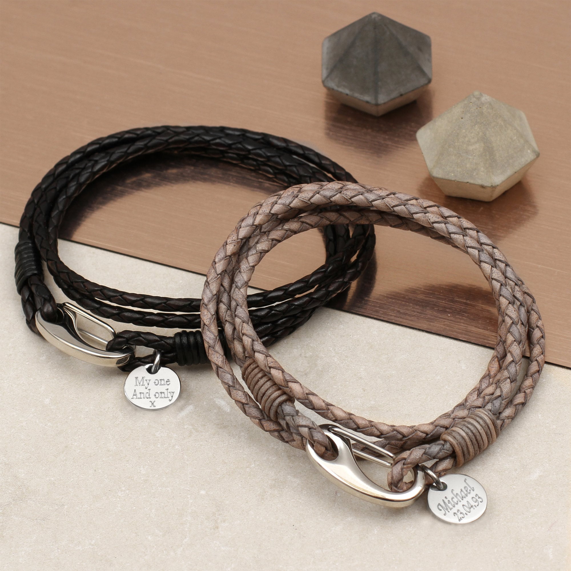 Kieselstein-Cord 925 Silver Star Moon Dog Gator Leather Charm Bracelet