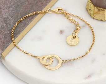 Gold or Silver Infinity Rings Bracelet • Eternity Present • Anniversary Gift