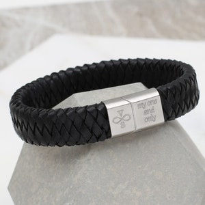 Mens Personalised Infinity Leather Bracelet